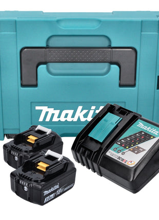 Kit alimentatore Makita 18 V ( 197952-5 ) con 2x batteria BL 1830 B 3,0 Ah + caricatore DC 18 RC + Makpac