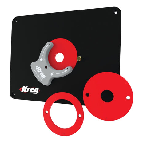 KREG PRS4038 Frästisch Einlegeplatte 298 x 235 x 9 mm + 3x Reduzierring 25 mm / 30 mm / 67 mm - Toolbrothers