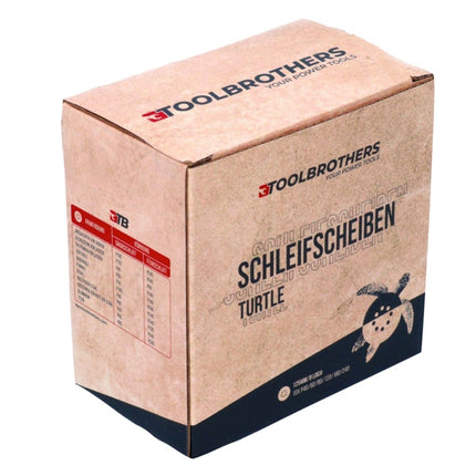 Toolbrothers TURTLE Schleifset 4 Packungen 240x Schleifscheiben 125mm Klett 8 Loch je 40x P40 / P60 / P80 / P120 / P180 / 240 für Hartholz, Weichholz, Lack, Stein, Stahl, Aluminium, Furnier - Toolbrothers