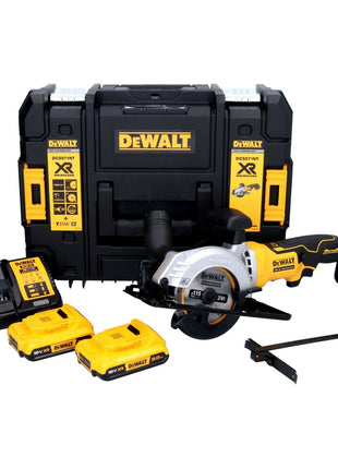 Scie circulaire sur batterie DeWalt DCS 571 D2 18 V 115 mm sans balai + 2x batteries 2,0 Ah + chargeur + TSTAK