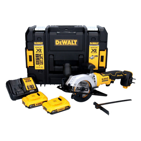 Scie circulaire sur batterie DeWalt DCS 571 D2 18 V 115 mm sans balai + 2x batteries 2,0 Ah + chargeur + TSTAK