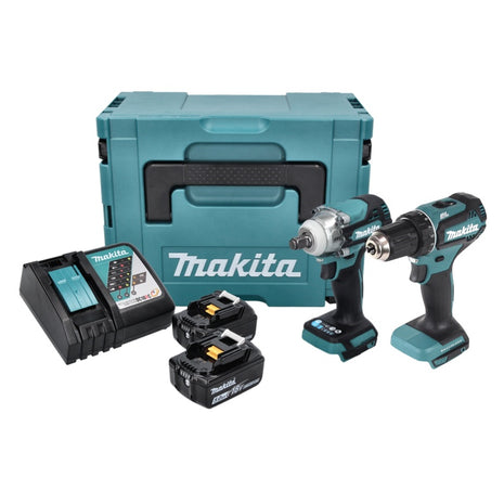 Makita DLX 2452 TJ cordless combo kit car DTW 300 cordless impact wrench + DDF 485 cordless drill + 2x cordless 5.0 Ah + charger + Makpac