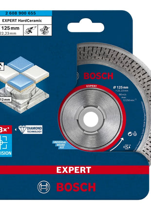 Bosch EXPERT HardCeramic disco de corte de diamante 125 x 22,23 mm 1 pieza (2608900655) Diamond Technology