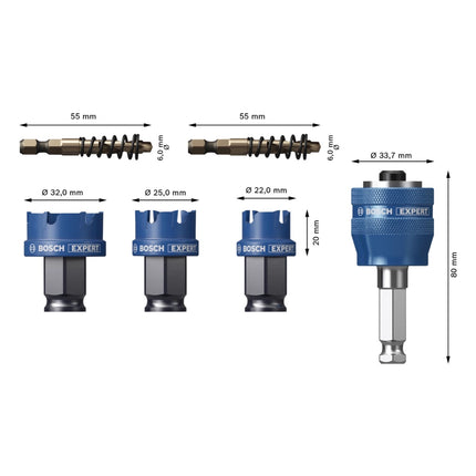 Bosch Expert Sheet Metal Set 6 Seghe a tazza 22 / 25 / 32 x 40 mm ( 2608900502 )