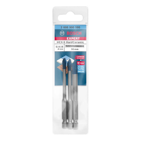 Bosch EXPERT HardCeramic HEX-9 drill bit set 5.0 - 8.0 x 90 mm 3 pcs. ( 2608900595 ) Carbide Technology