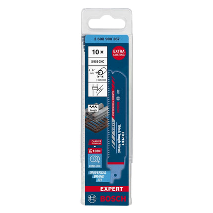 Bosch EXPERT Thick Tough Metal S 955 CHC hoja de sierra de sable 150 mm 10 piezas (2608900367) Tecnología de carburo