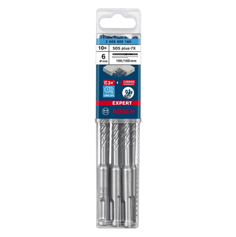 Bosch Expert SDS plus 7X taladro percutor 6,0 x 165 mm 10 piezas (2608900160) 4 filos Tecnología de carburo