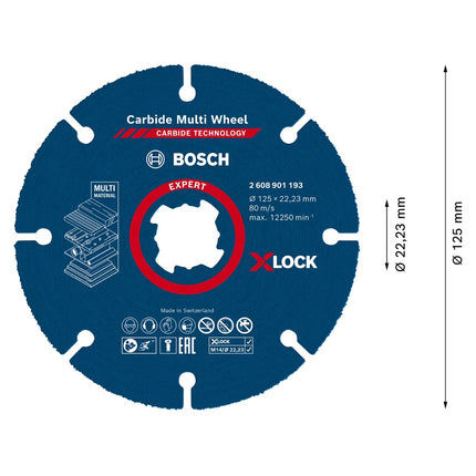 Bosch EXPERT Carbide Multi Wheel X-LOCK Disco da taglio 125 mm x 22,23 mm - 10 pz. ( 2608901195 ) Carbide Technology