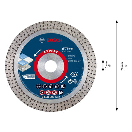 Bosch Expert Hard Ceramic 76 mm diamond cutting disc 76 x 1.5 x 10 mm ( 2608900652 ) Diamond Technology - successor to 2608615020