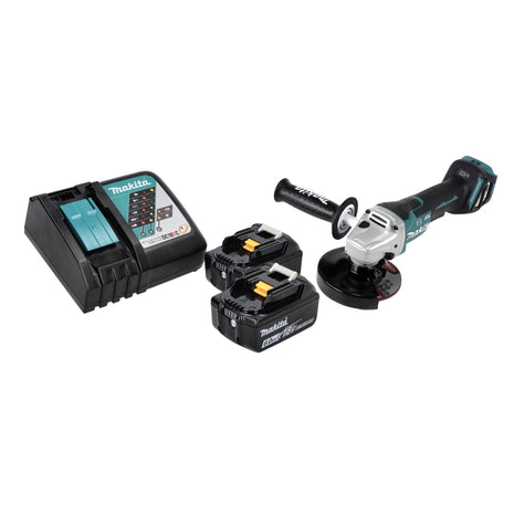 Smerigliatrice angolare a batteria Makita DGA 517 RG 18 V 125 mm brushless + 2x batteria ricaricabile 6,0 Ah + caricabatterie