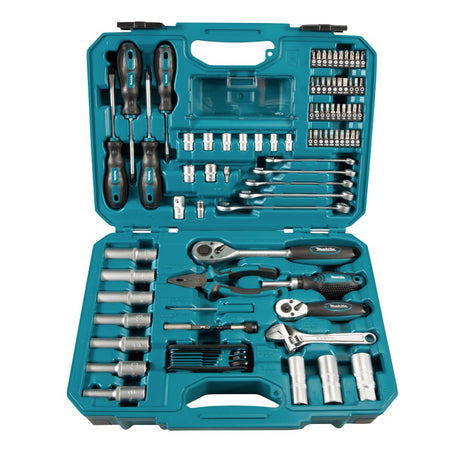 Set di utensili manuali Makita 87 pezzi in acciaio al cromo vanadio ( E-08458 ) bit / pinza / cricchetto / cacciavite / chiave