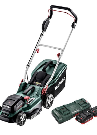 Metabo RM 36-18 LTX BL 36 Akku Rasenmäher 36 V ( 2x 18 V ) LTX Brushless + 2x Akku 4,0 Ah + Doppelladegerät - Toolbrothers