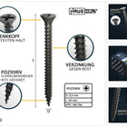 HausHalt Universal Holzbauschraube Holzschraube 3,5 x 45 mm PZ2 400 Stk. ( 000051371108 ) silber verzinkt Kreuzschlitz Pozidriv Senkkopf Vollgewinde - Toolbrothers