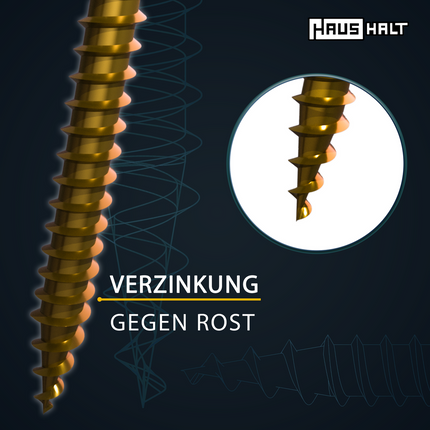 HausHalt Universal Holzbauschraube Holzschraube 2,5 x 16 mm PZ1 4000 Stk. ( 4x 000051371121 ) gelb verzinkt Kreuzschlitz Pozidriv Senkkopf Vollgewinde