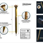 HausHalt Universal Holzbauschraube Holzschraube 5,0 x 120 mm PZ2 200 Stk. ( 2x 000051371186 ) gelb verzinkt Kreuzschlitz Pozidriv Senkkopf Teilgewinde - Toolbrothers