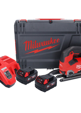 Milwaukee M18 FJS-502X Cordless Jigsaw 25 mm 18V Stroke - Brushless + 2x Batteries 5.0 Ah + Charger + HD Box Caser (4933464727)