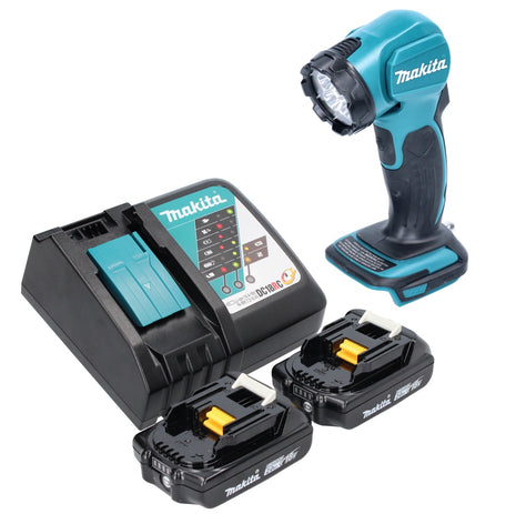 Makita DEADML 815 RA Lampe portative à LED 14,4 - 18 V 160 lm + 2x batterie 2,0 Ah + chargeur