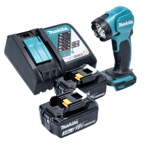 Makita DEADML 815 RF LED lámpara de mano a batería 14,4 - 18 V 160 lm + 2x baterías 3,0 Ah + cargador