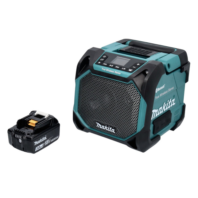 Makita DMR 203 F1 Altavoz Bluetooth 12 V 18 V IP64 + 1x batería recargable 3,0 Ah - sin cargador