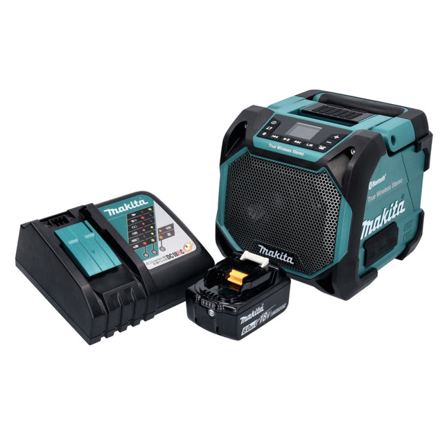 Makita DMR 203 RG1 Altavoz Bluetooth 12 V 18 V IP64 + 1x batería recargable 6,0 Ah + cargador