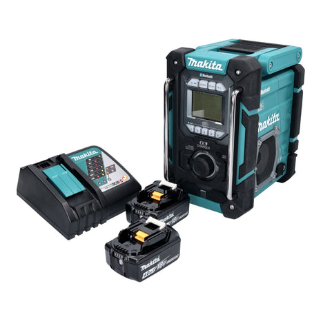 Makita DMR 301 RM radio de chantier rechargeable 12 V max - 18 V DAB / DAB+ / Bluetooth + 2x batterie rechargeable 4.0 Ah + chargeur