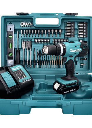 Trapano a percussione a batteria Makita DHP 453 SAX5 18 V 42 Nm + 1x batteria ricaricabile 2,0 Ah + caricabatterie + set di accessori da 101 pezzi + valigetta