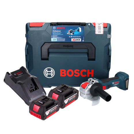 Bosch GWX 18V-7 Professional Akku Winkelschleifer 18 V 125 mm Brushless X-LOCK + 2x Akku 5,0 Ah + Ladegerät + L-Boxx - Toolbrothers