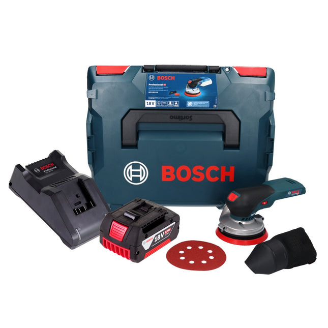 Bosch GEX 18V-125 Lijadora rotorbital profesional sin cable 18 V 125 mm sin escobillas + 1x acumulador 5,0 Ah + cargador + L-BOXX