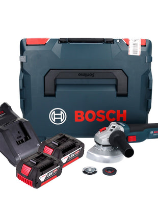 Bosch GWS 18V-10 Smerigliatrice angolare professionale a batteria 18 V 125 mm senza spazzole + 2x batteria ricaricabile 4,0 Ah + caricabatterie + L-Boxx