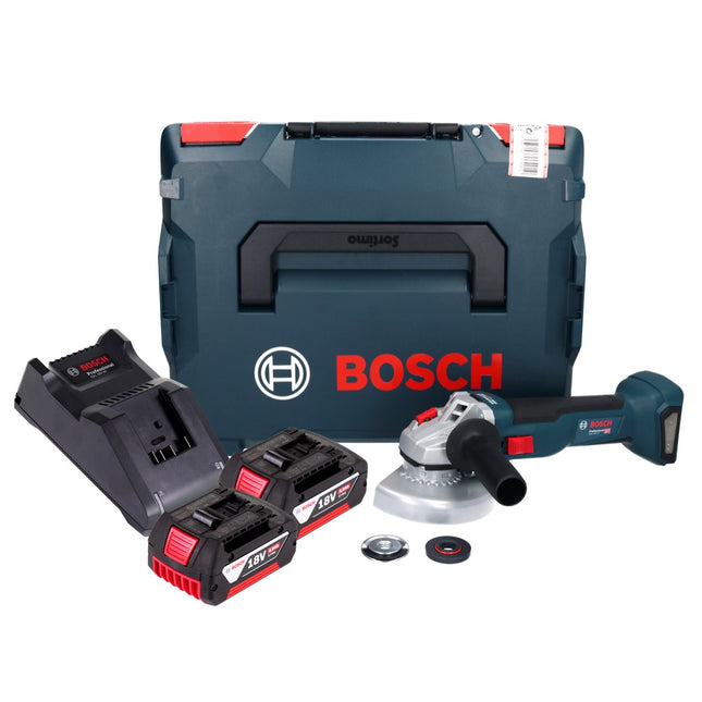 Bosch GWS 18V-10 Professional Akku Winkelschleifer 18 V 125 mm Brushless + 2x Akku 4,0 Ah + Ladegerät + L-Boxx