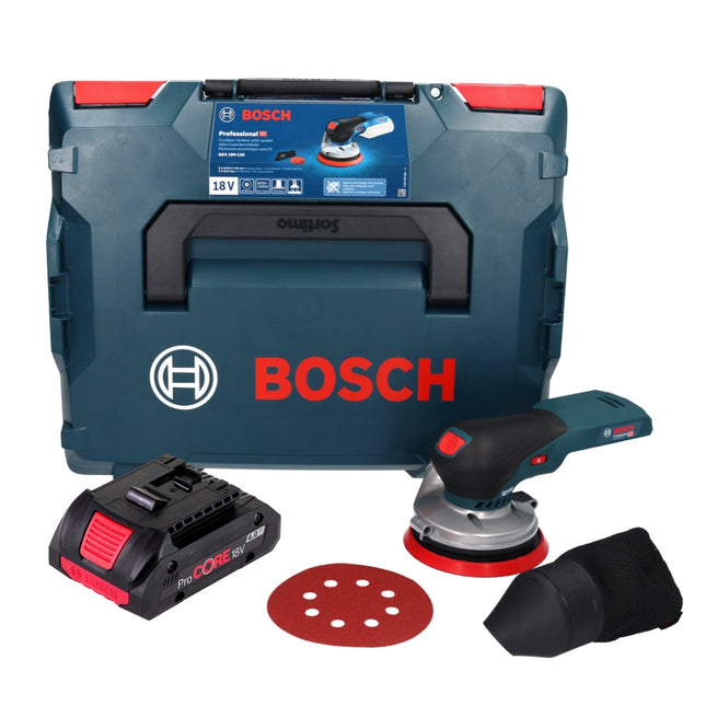 Bosch GEX 18V-125 Lijadora rotorbital profesional sin cable 18 V 125 mm sin escobillas + 1x acumulador ProCORE 4,0 Ah + L-BOXX - sin cargador