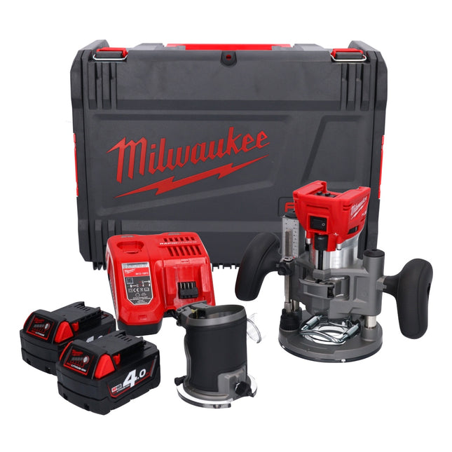 Milwaukee M18 FTR-402X frezarka akumulatorowa 18 V bezszczotkowa + 2x akumulator 4,0 Ah + ładowarka + moduły frezarki + skrzynka HD