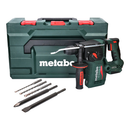 Martillo perforador a batería Metabo KH 18 LTX BL 24 18 V 2,2 J SDS Plus sin escobillas + juego de cinceles y brocas de 5 piezas + metaBOX - sin batería, sin cargador