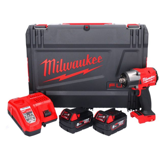 Milwaukee M18 FMTIW2F12-502X Llave de impacto sin cable 18 V 745 Nm 1/2" sin escobillas ( 4933478450 ) + 2x batería recargable 5.0 Ah + cargador + caja HD