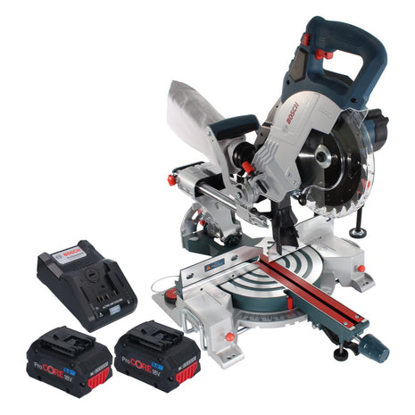 Bosch GCM 18V-216 Professional Scie à onglet sans fil 18 V 216 mm BITURBO brushless + 2x Batteries ProCORE 8,0 Ah + Chargeur