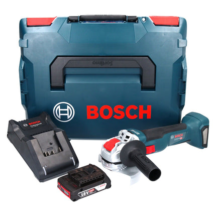 Bosch GWX 18V-10 Smerigliatrice angolare professionale a batteria 18 V 125 mm X-LOCK Brushless + 1x batteria ricaricabile 2,0 Ah + caricabatterie + L-Boxx