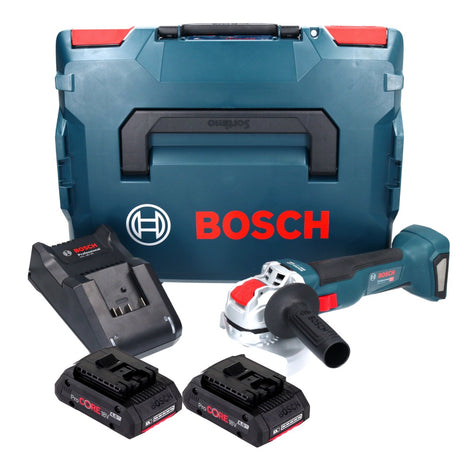 Bosch GWX 18V-10 Profesjonalna akumulatorowa szlifierka kątowa 18 V 125 mm X-LOCK Brushless + 2x akumulator ProCORE 4,0 Ah + ładowarka + L-Boxx