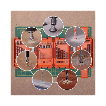 WellCut 51-teiliges Bohrer & Schraubendreher Bit Set aus HSS-Stahl, mit Magnet Bithalter & einem tragbaren Aufbewahrungskoffer ( ‎WC-DB51U )