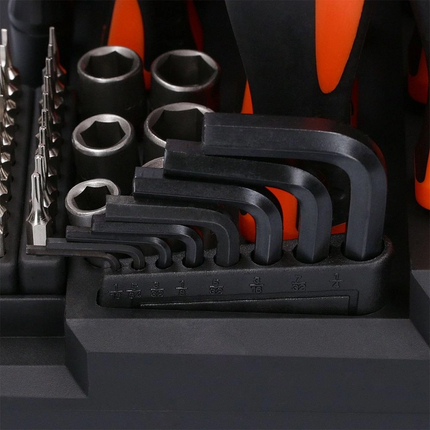 WellCut 114-teiliges magnetisches Schraubendreher-Set mit Werkzeugregal, Werkzeugset mit Schraubendrehern/ Bits/ Innensechskantschlüssel / Steckschlüsseln ( WC-SDB114S )