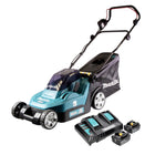 Makita DLM 382 CT2 cortacésped sin cable 36 V ( 2x 18 V ) 38 cm 40 l + 2x batería 5.0 Ah + cargador doble