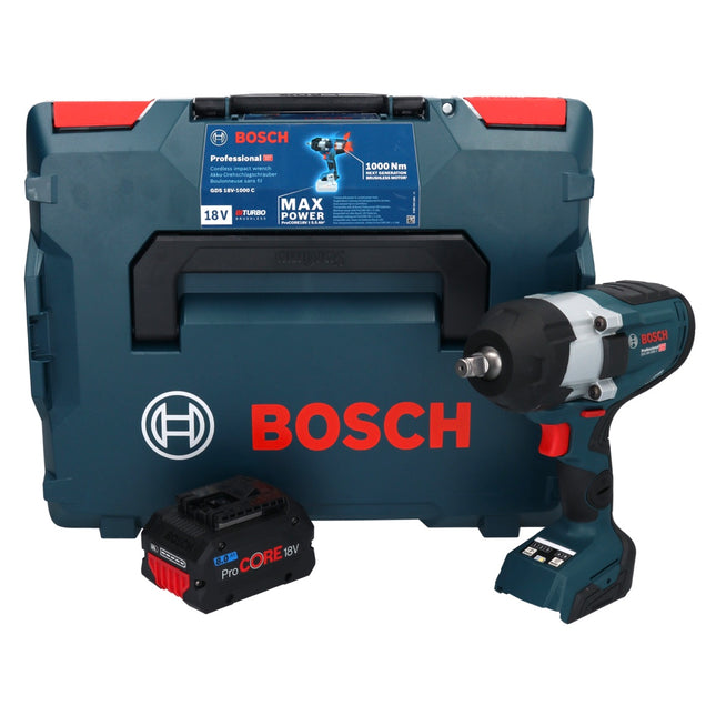 Bosch GDS 18V-1000 C Professional Akku Drehschlagschrauber 18 V 1000 Nm BITURBO Brushless + 1x ProCORE Akku 8,0 Ah + GCY 42 Bluetooth Modul + L-Boxx - ohne Ladegerät