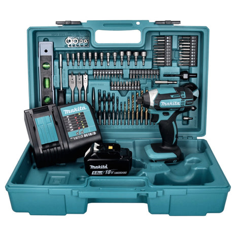 Makita DTD 152 STX5 Cordless Impact Driver 165Nm 18V + 1x Battery 5.0Ah + Charger + Case + Set of 101 accessories