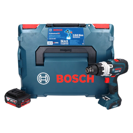 Bosch GSB 18V-150 C Perceuse-visseuse à percussion sans fil Professional 18 V 150 Nm Biturbo Brushless + 1x Batterie 5,0 Ah + L-Boxx - sans chargeur