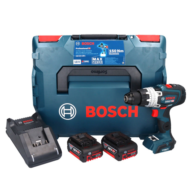 Bosch GSB 18V-150 C Taladradora de percusión profesional sin cable 18 V 150 Nm Biturbo Brushless + 2x acumulador 5,0 Ah + cargador + L-Boxx