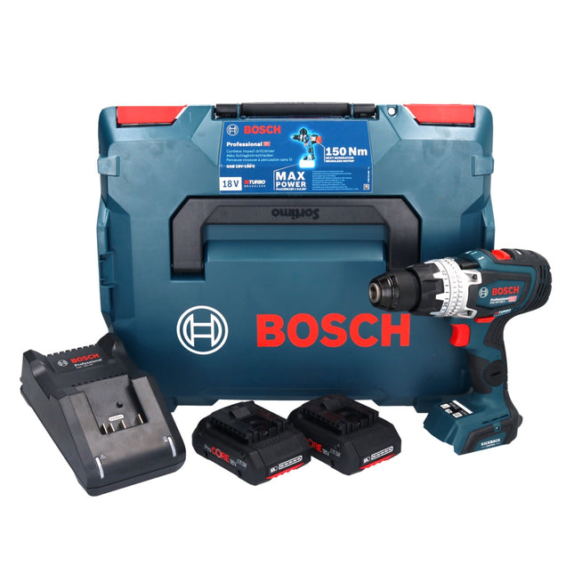 Bosch GSB 18V-150 C Professional cordless impact drill 18 V 150 Nm Biturbo Brushless + 2x ProCORE rechargeable battery 4.0 Ah + charger + L-Boxx