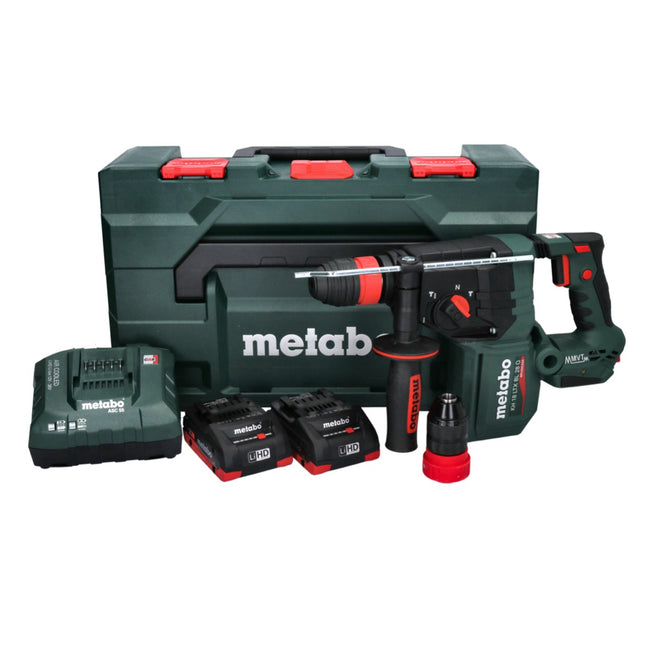 Martillo perforador a batería Metabo KH 18 LTX BL 28 Q 18 V 3 J SDS plus Brushless + 2 baterías de 4,0 Ah + cargador + metaBOX