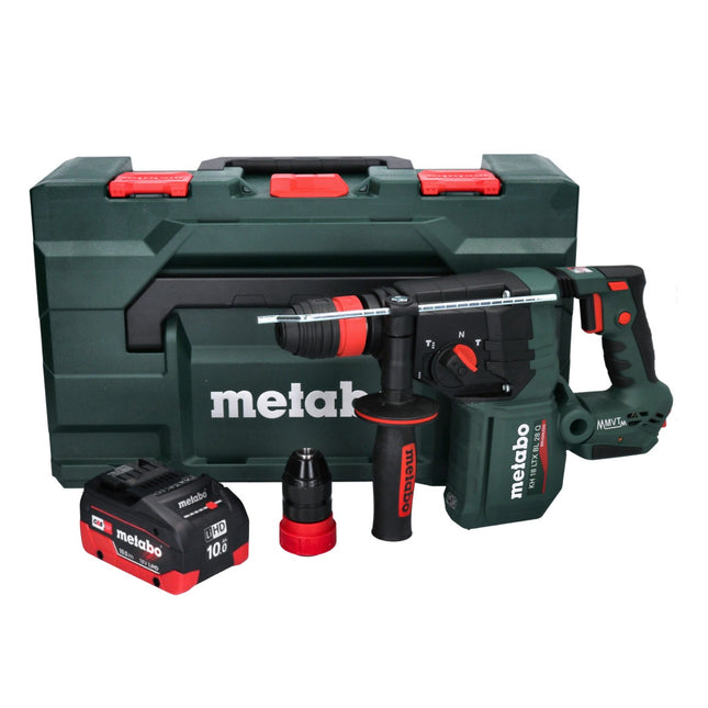 Martillo perforador a batería Metabo KH 18 LTX BL 28 Q 18 V 3 J SDS plus Brushless + 1 batería de 10,0 Ah + metaBOX - sin cargador