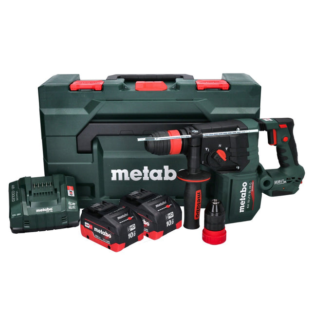 Martillo perforador a batería Metabo KH 18 LTX BL 28 Q 18 V 3 J SDS plus Brushless + 2 baterías de 10,0 Ah + cargador + metaBOX