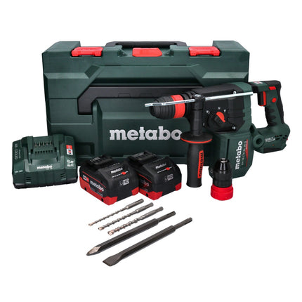 Metabo KH 18 LTX BL 28 Q cordless hammer drill 18 V 3 J SDS plus Brushless + 2x rechargeable battery 5.5 Ah + charger + 5 pcs. drill bit and chisel set + metaBOX