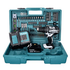 Makita DHP 482 SFX5W Akku Schlagbohrschrauber 18 V 62 Nm weiß + 1x Akku 3,0 Ah + Ladegerät + 101 tlg. Zubehör Set + Koffer - Toolbrothers